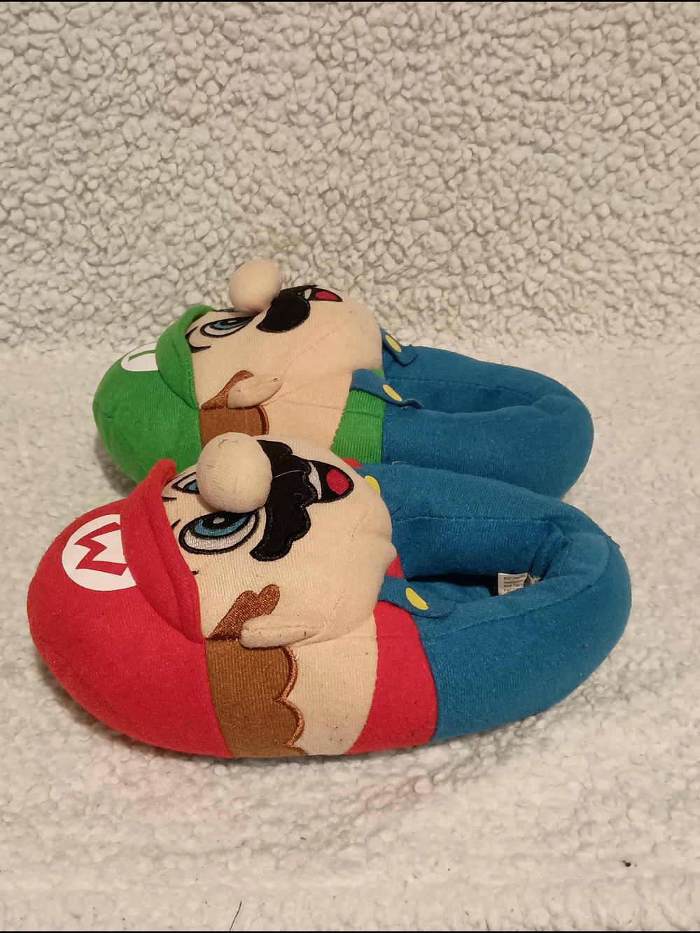 Nintendo Mario & Luigi Plush Kids Footie Slippers - Red, Green & Blue Boys 11-12
